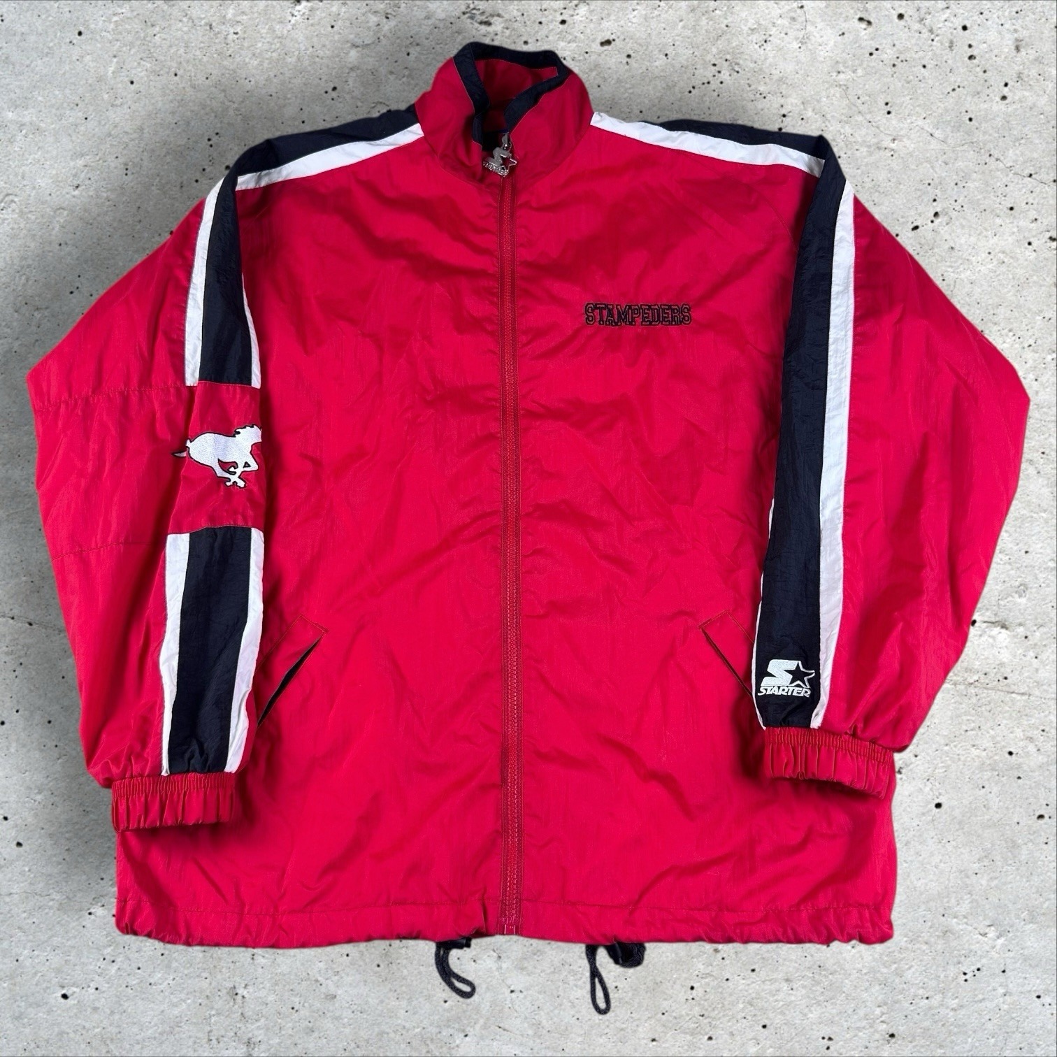 Vintage Starter Cfl Calgary Stampeders Windbreaker Jacket Medium Red 90s